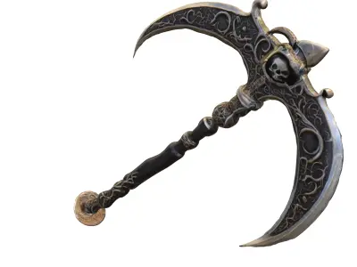 Dark Skull Battle Scythe Low-poly 3D model