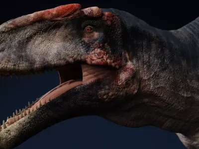 Carcharodontosaurus Rig Low-poly 3D model