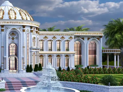 The grand luxurious palace Low-poly 3D model