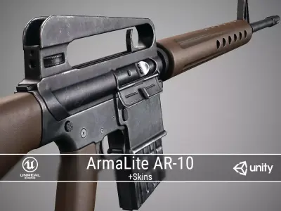 PBR ArmaLite AR-10 Low-poly 3D model