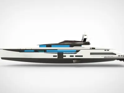 Whale Yacht White 3D model