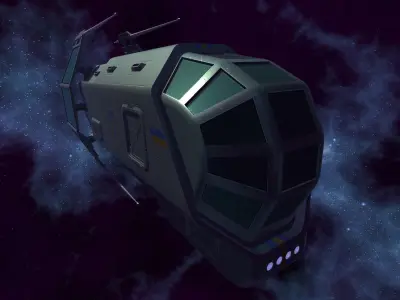 Spaceship Patriot Type 2 Green Low-poly 3D model