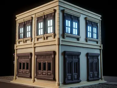 LOWPOLY CITY BUILDING STYLIZE 7 Low-poly 3D model