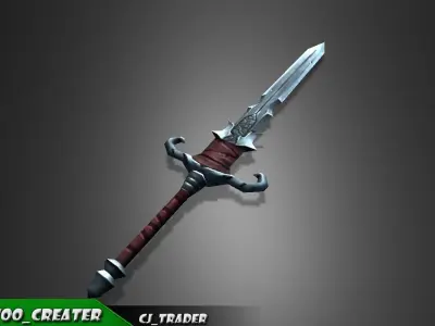 Fantasy Excalibur Sword Lowpoly 3d model Low-poly 3D model