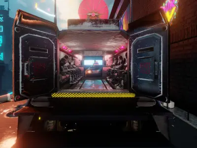 Armored Riot Truck - Sci-Fi Military Vehicle w Detailed Interior Low-poly 3D model