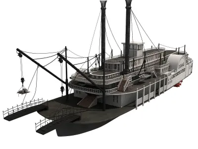 Historic Paddle Steamer River Boats 3D model