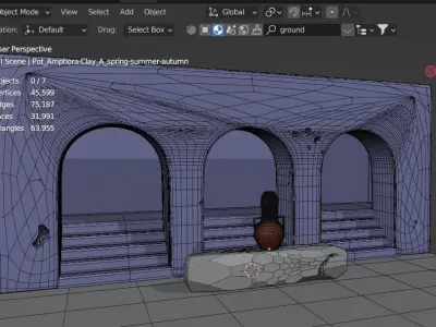 Simple desert stone scene Low-poly 3D model