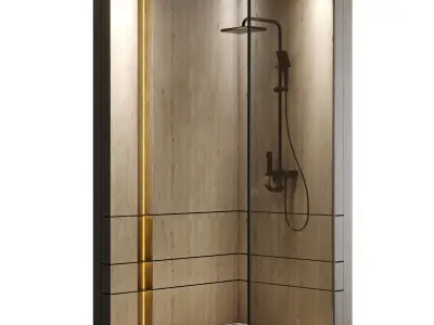 Corner Shower Cabins 07 Low-poly 3D model