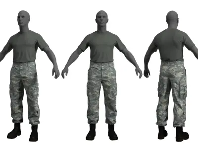 ACU Army Combat Uniform  Pants and Tshirt - Marvelous Designer  3D model