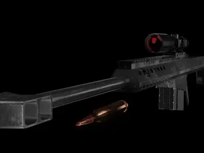 Barret rifle Low-poly 3D model