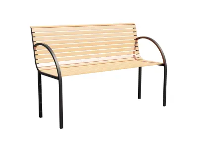 Simple Wood and Metal Bench Free low-poly 3D model