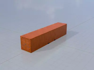 Warehouse-Container signal orange 40ft Low-poly 3D model
