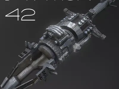 Station 42 - Mid to Low Poly Highly Detailed PBR Space Station Low-poly 3D model