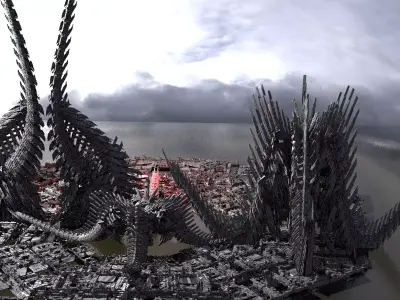 7 Dragon claw Tower Sci fi bone designs 3D 3D model