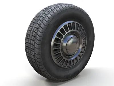 90s sedan wheel PBR Low-poly 3D model