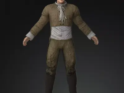 Napoleonic civilian 1812 Low-poly 3D model