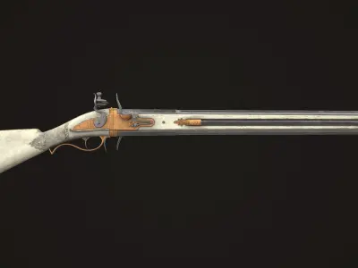 Double-barreled Flintlock Rifle White Low-poly 3D model