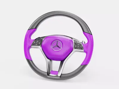 3d Steering Wheel With Purple Cover 3D model