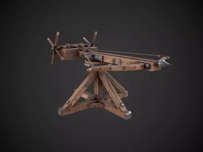 Ballista wooden machine gun Low-poly 3D model