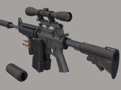 M4A1 Custom Low-poly 3D model