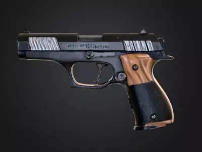 Classic Metal Pistol Low-poly 3D model