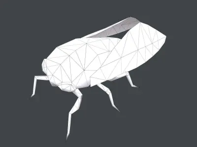 low poly animated cicada Low-poly 3D model