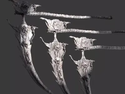 Grim Reaper scythe Ornate 1 3D model