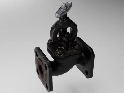 Valve cast iron gate Low-poly 3D model