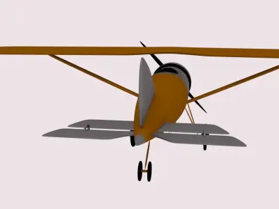 WWI-Plane 3d model Low-Poly biplane flying in sky Low-poly 3D model
