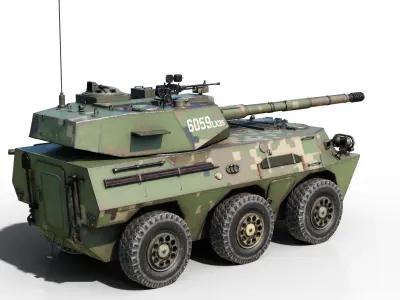 4 coatings of Chinese Army PTL-02 Wheeled Tank Destroyer PTL02 Low-poly 3D model