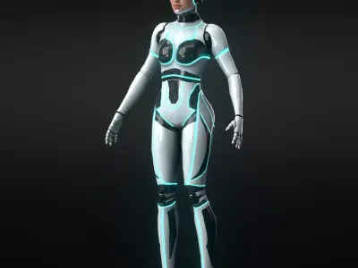Sci-Fi Female Robot Character  Low Poly Rigged Game Read Low-poly 3D model