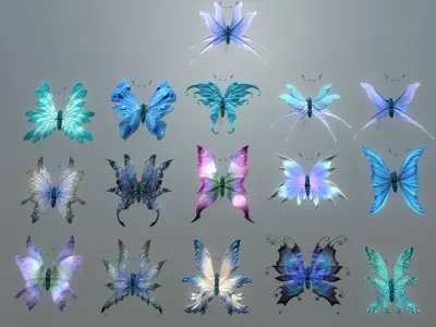 Butterflies 2 Animated  Low-poly 3D model