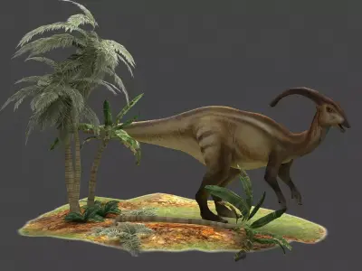 parasaurolophus parasaur dinosaur herbivore casamasso 3D model
