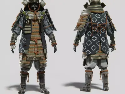 MEDIEVAL Japanese Samurai Rigged 3D model