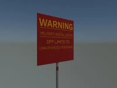 Military installation sign Free low-poly 3D model