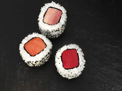 Hosomaki 3 fish sushi 3D model