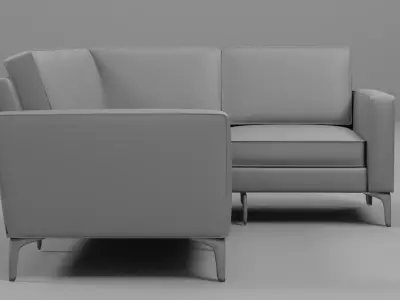 Modern L-Shaped Velvet Sectional Sofa - Sample File 3D model