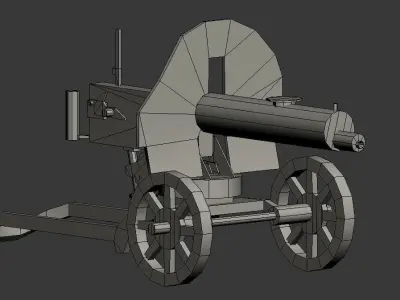 Machine gun Maxim Low-poly 3D model