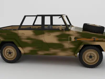 VW Type 181 with interior Army 3D model