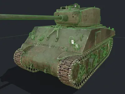 Sherman tank Low-poly 3D model