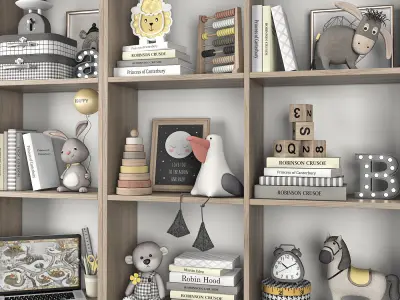 Kids room furniture and decor 1 3D model