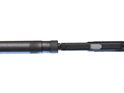 Pistol PL 15 PL15 Lebedev Semi-Automatic Black Weapon Silencer Low-poly 3D model