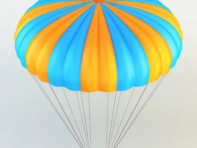 Parachute Orange and Blue 3D model