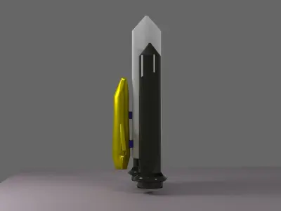 Rocket with jet Low-poly 3D model