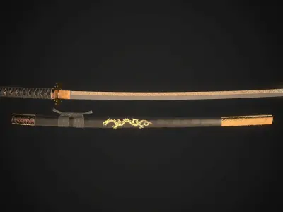 Set of japanese swords 05 3D Model Collection
