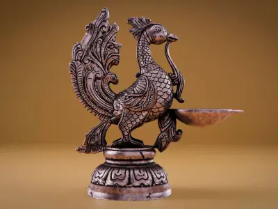 Chinese candlestick  3D model statue Low-poly 3D model