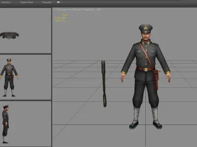 Asian military - patrolman Low-poly 3D model