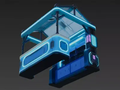 Cyberpunk Market Stall Bundle Low-poly 3D model