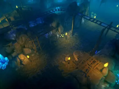 Top-Down Crystal Mine Low-poly 3D model