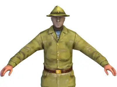 LowPoly Man Old USSR Soldier Low-poly 3D model